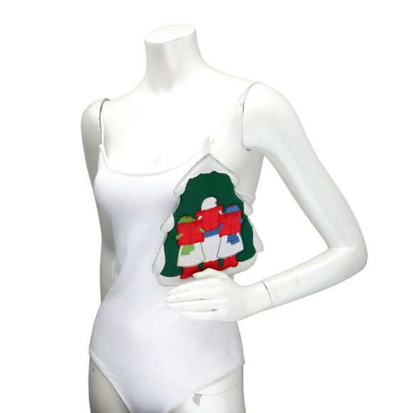 Vintage Embroidered Christmas Tree Carollers Padded Potholders Holiday Set of 2 - Picture 4 of 8